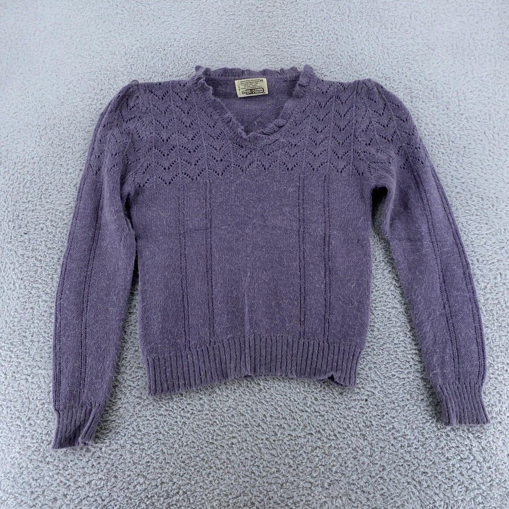 Vtg 70s Sears JR Bazaar Knit Sweater Womens CROP FIT S Pullover Acrylic Nylon